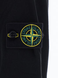 Stone Island Men Black Hoodie With Fixed Hood And Logo Patch On The Sleeve In Cotton For Men