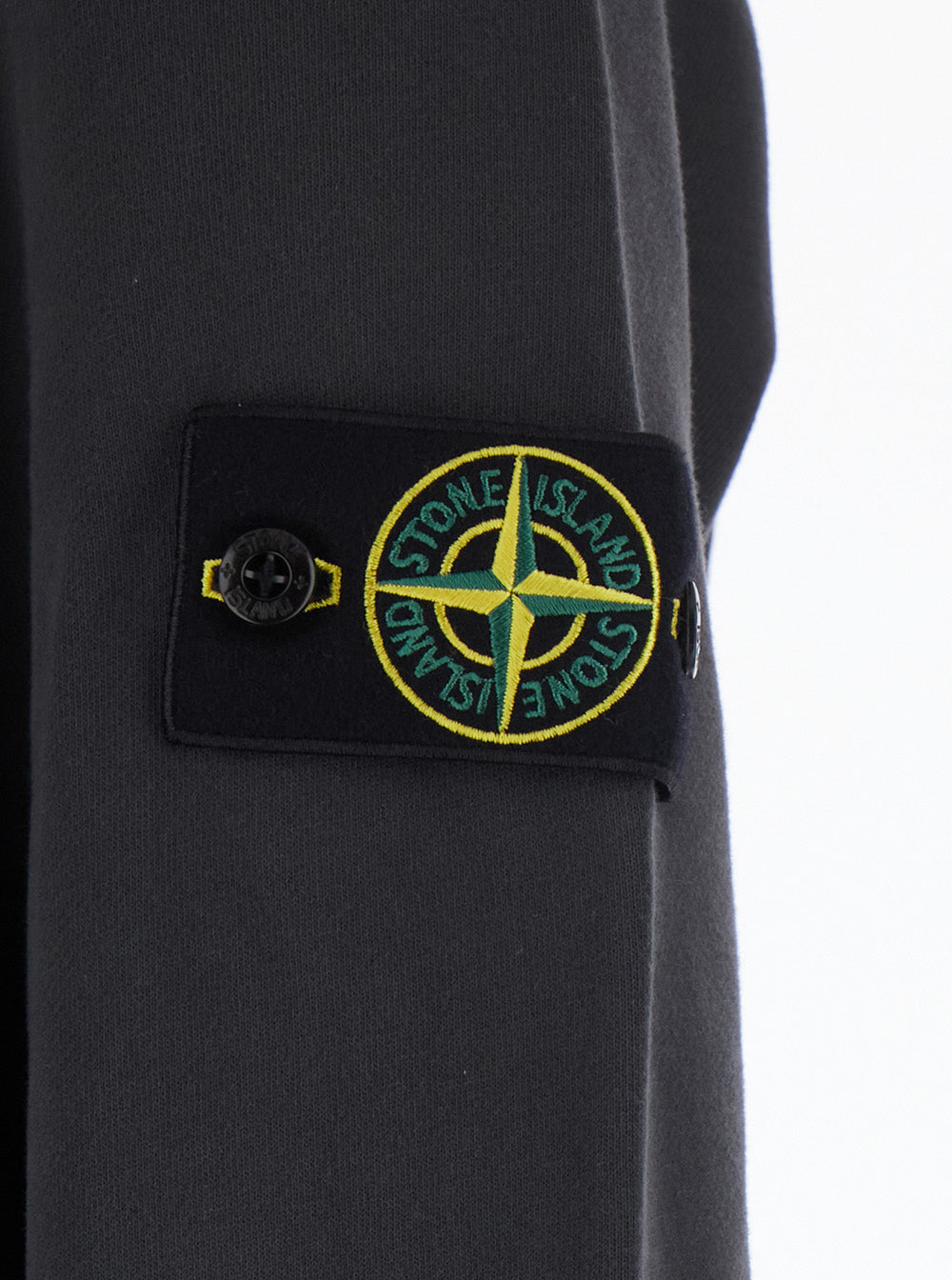 Stone Island Men Gray Crewneck Sweatshirt With Logo Patch On The Sleeve In Cotton For Men