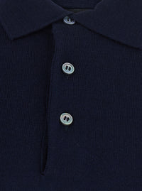 Tagliatore Men Blue Sweater With Polo Style Collar In Wool Blend For Men