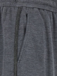 Brunello Cucinelli Women Gray Pants With Elastic Drawstring Waist And Monil Detail On The Side In Cotton Blend For Women