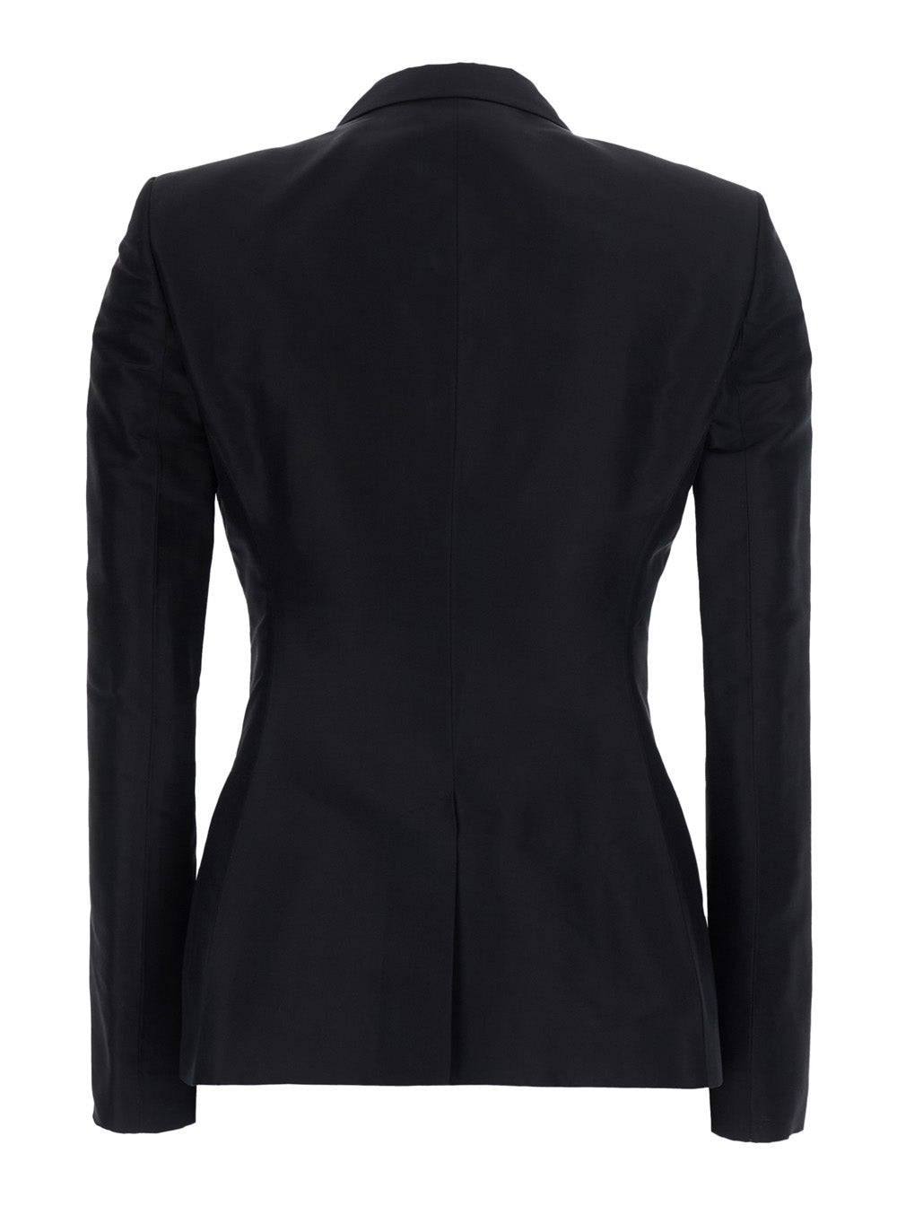 Gucci Women Black Single-Breasted Jacket With Peak Revers And Hook Closure On The Front In Silk For Women