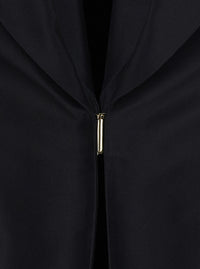 Gucci Women Black Single-Breasted Jacket With Peak Revers And Hook Closure On The Front In Silk For Women