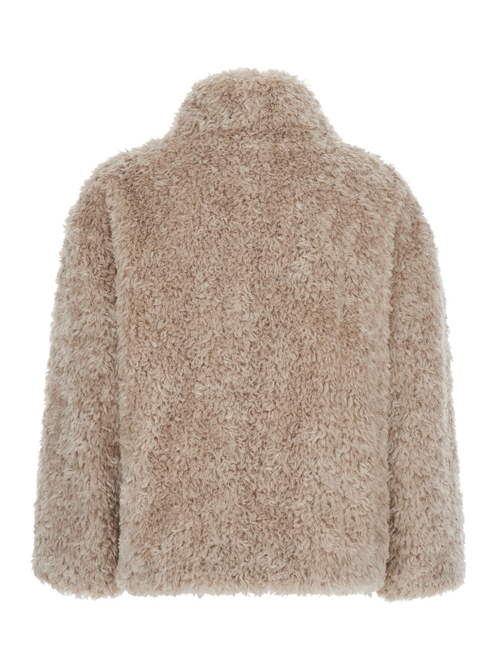 Herno Women Beige High-Neck Coat With Hidden Front Closure In Beige Ecofur For Women