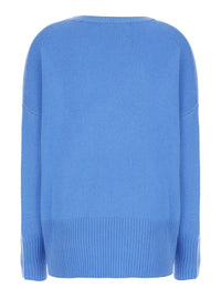 Lisa Yang Women Sweater 'Mila' Light Blue Crew Neck Sweater With Ribbed Finishes In Cashmere For Women