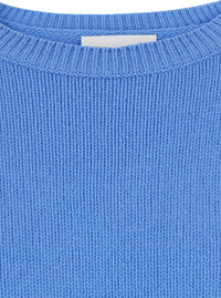 Lisa Yang Women Sweater 'Mila' Light Blue Crew Neck Sweater With Ribbed Finishes In Cashmere For Women
