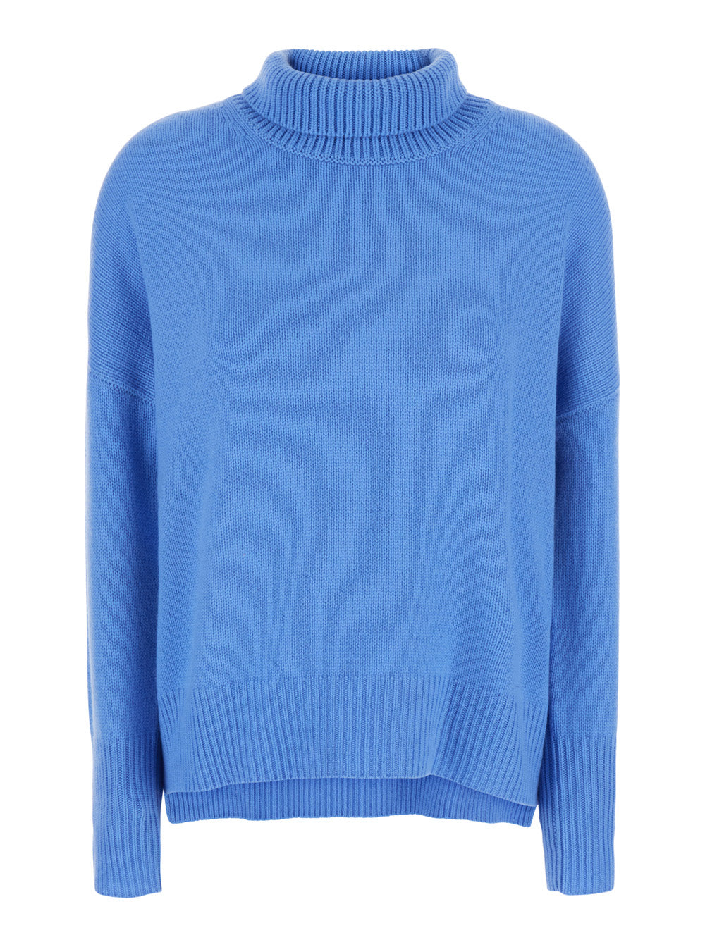 Lisa Yang Women 'Heidi' Light Blue Sweater With High Neck And Ribbed Finishes In Cashmere For Women