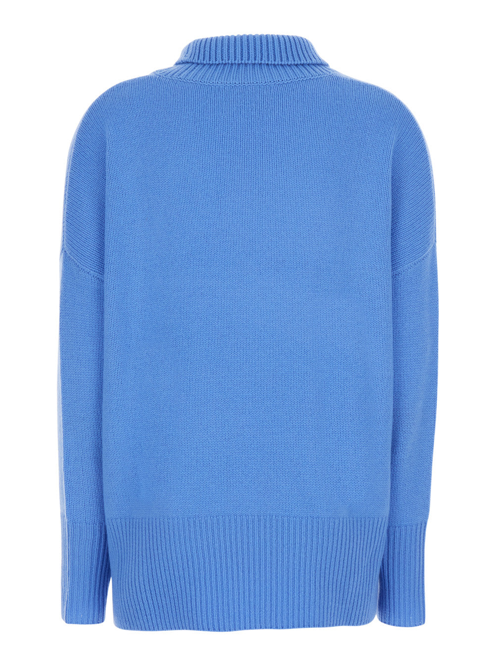 Lisa Yang Women 'Heidi' Light Blue Sweater With High Neck And Ribbed Finishes In Cashmere For Women