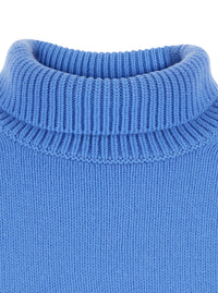 Lisa Yang Women 'Heidi' Light Blue Sweater With High Neck And Ribbed Finishes In Cashmere For Women