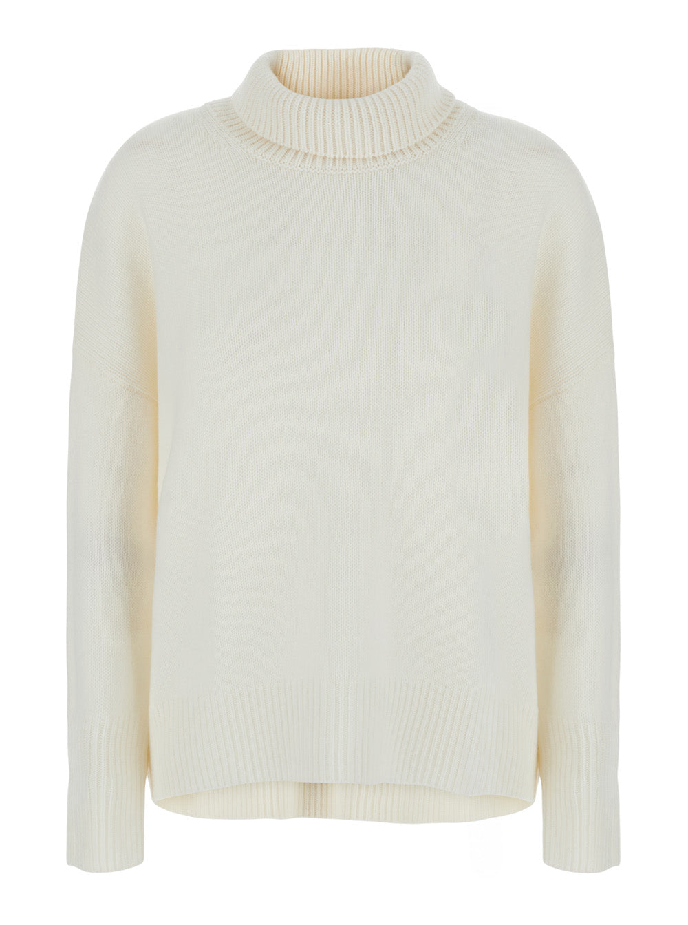 Lisa Yang Women 'Heidi' White Sweater With High Neck And Ribbed Trims In Cashmere For Women
