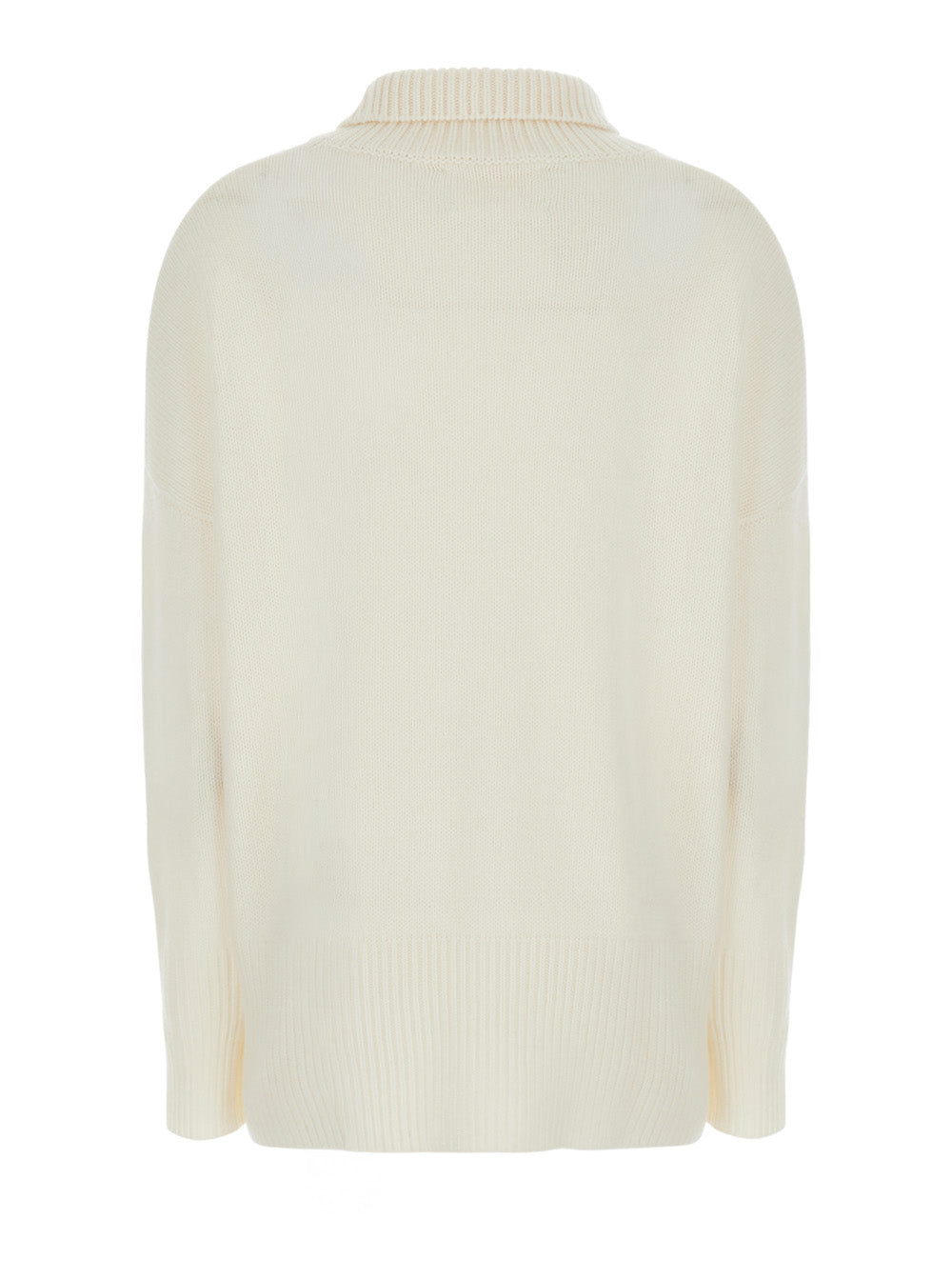 Lisa Yang Women 'Heidi' White Sweater With High Neck And Ribbed Trims In Cashmere For Women