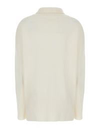 Lisa Yang Women 'Heidi' White Sweater With High Neck And Ribbed Trims In Cashmere For Women