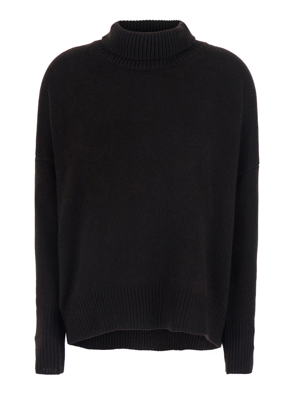 Lisa Yang Women 'Heidi' Black Sweater With High Neck And Ribbed Finishes In Cashmere For Women