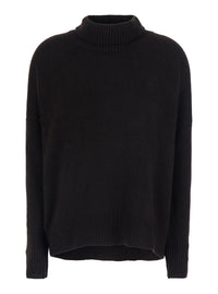 Lisa Yang Women 'Heidi' Black Sweater With High Neck And Ribbed Finishes In Cashmere For Women
