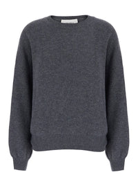 Lisa Yang Women 'Veira' Gray Sweater With Dropped Shoulders And Ribbed Finishes In Cashmere For Women