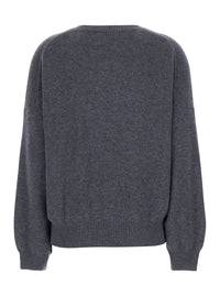 Lisa Yang Women 'Veira' Gray Sweater With Dropped Shoulders And Ribbed Finishes In Cashmere For Women