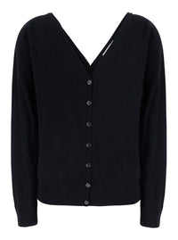 Lisa Yang Women 'Jiani' Black Cardigan With V-Neck On Front And Back In Cashmere For Women