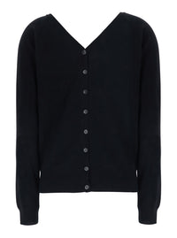 Lisa Yang Women 'Jiani' Black Cardigan With V-Neck On Front And Back In Cashmere For Women