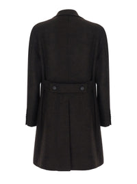 Tagliatore Men 'Arden' Brown Double-Breasted Coat With Notched Revers And Half Belt In Blend Wool For Men
