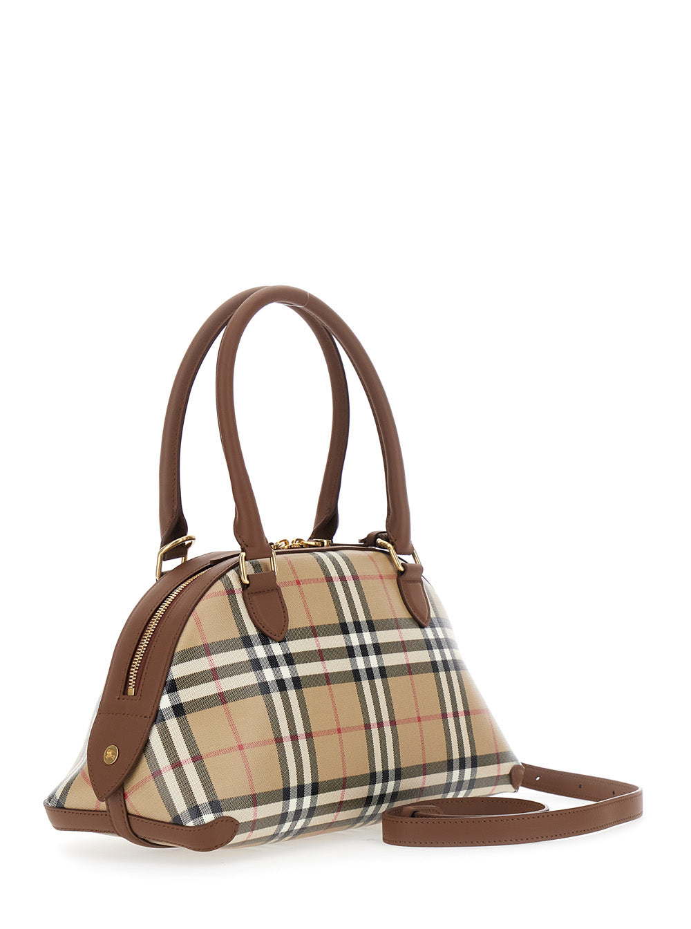 Burberry Women 'Primrose' Beige Handbag With Ekd Leather Tag And Adjustable And Removable Strap In Check Canvas For Women