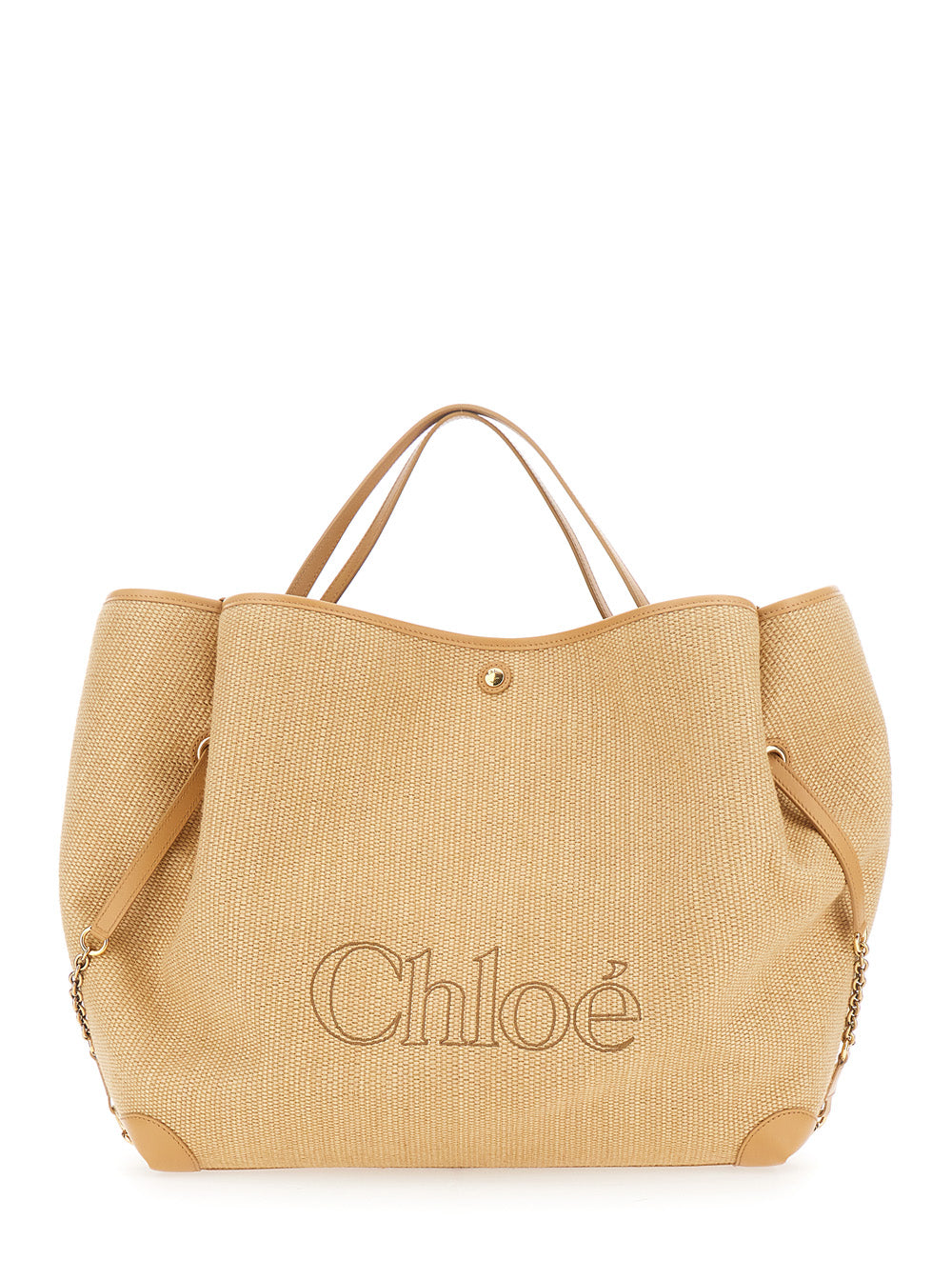 CHLOÉ Chloé Women 'Chloe Clover' Beige Tote Bag With Logo Lettering On The Front And Adjustable Chain Strap In Fabric For Women