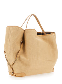 CHLOÉ Chloé Women 'Chloe Clover' Beige Tote Bag With Logo Lettering On The Front And Adjustable Chain Strap In Fabric For Women