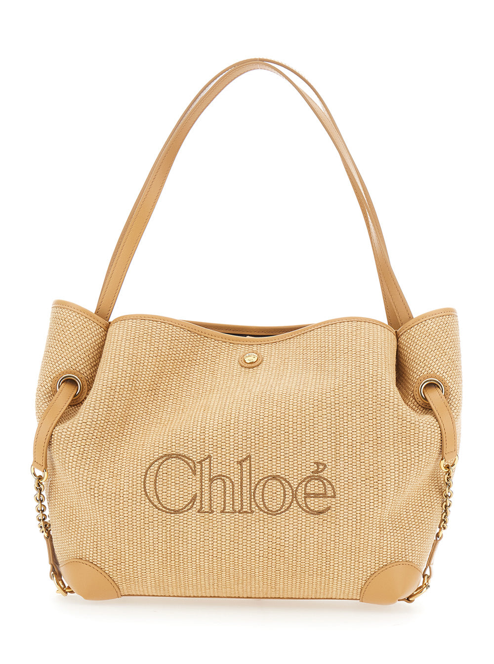 CHLOÉ Chloé Women 'Chloe Clover' Beige Tote Bag With Logo Lettering On The Front And Adjustable Chain Strap In Fabric For Women
