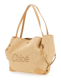 CHLOÉ Chloé Women 'Chloe Clover' Beige Tote Bag With Logo Lettering On The Front And Adjustable Chain Strap In Fabric For Women