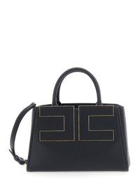 Elisabetta Franchi Women Black Handbag With Logo On The Front And Adjustable And Removable Strap In Ecoleather For Women