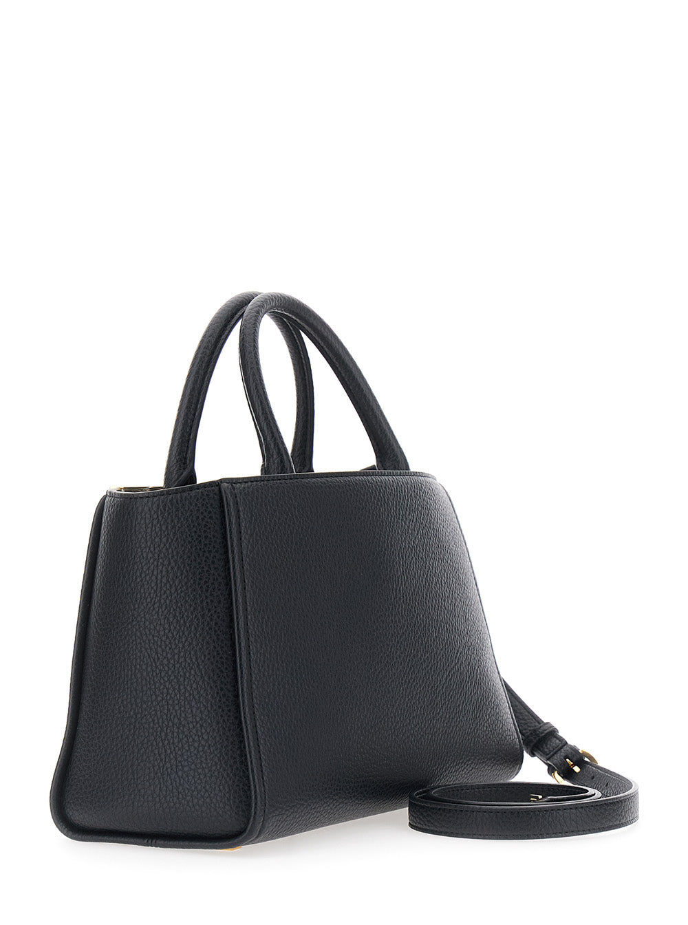 Elisabetta Franchi Women Black Handbag With Logo On The Front And Adjustable And Removable Strap In Ecoleather For Women