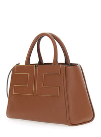 Elisabetta Franchi Women Brown Handbag With Logo On The Front And Adjustable And Removable Strap In Ecoleather For Women
