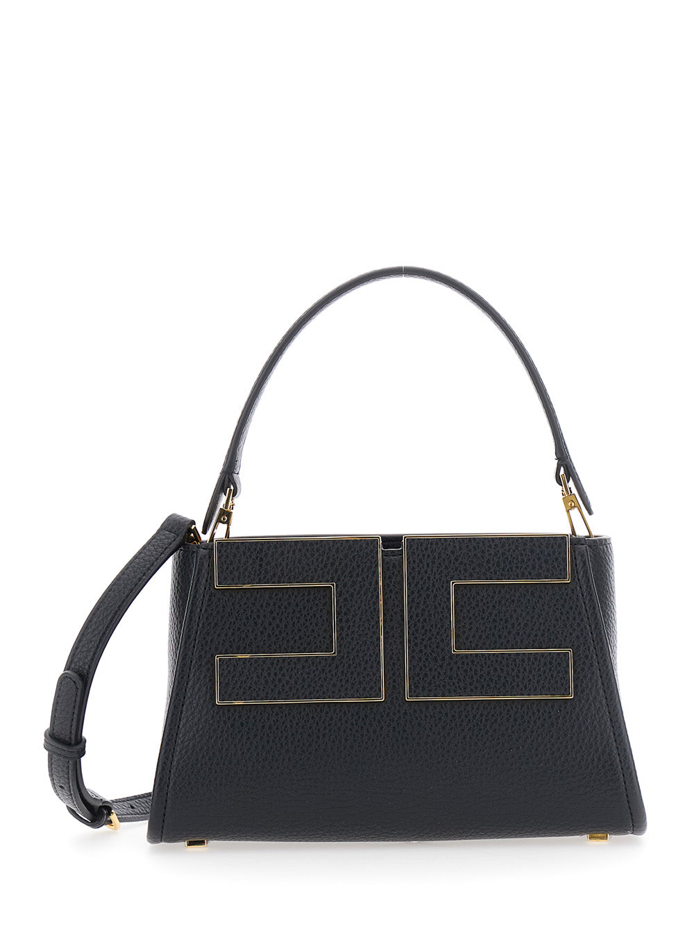 ELISABETTA FRANCHI Elisabetta Franchi Women Black Handbag With Logo On The Front And Adjustable And Removable Strap In Ecoleather For Women