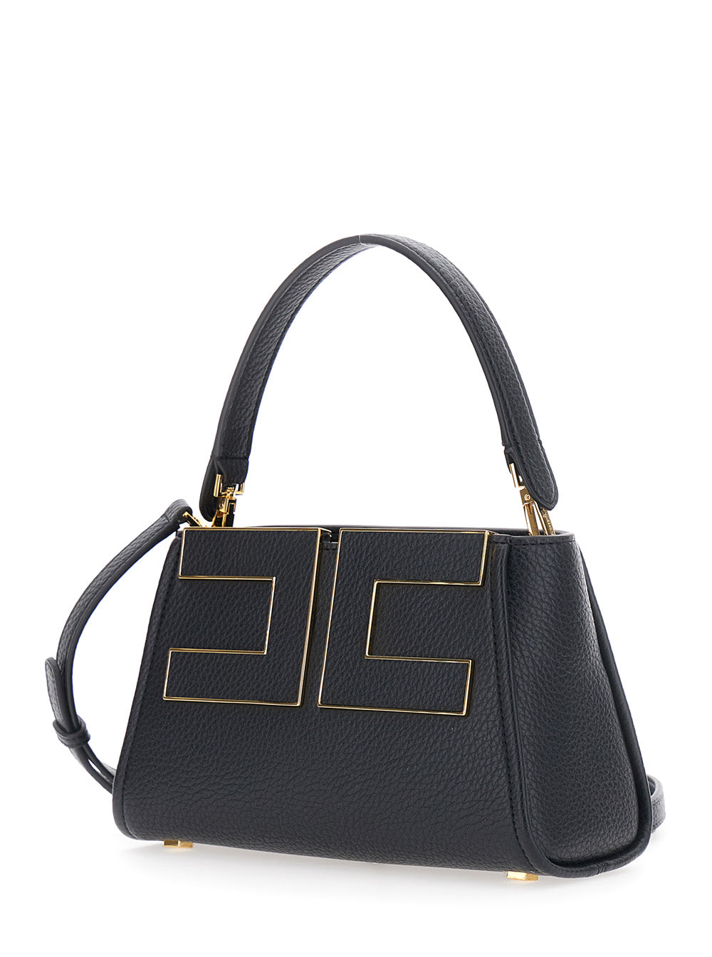 ELISABETTA FRANCHI Elisabetta Franchi Women Black Handbag With Logo On The Front And Adjustable And Removable Strap In Ecoleather For Women