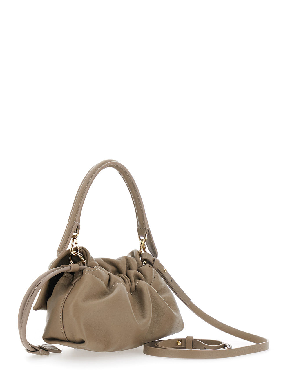 FENDI Fendi Women 'Baguette Soft' Beige Small Shoulder Bag With Ff Plate On The Front And Drawstring Closure In Leather For Women