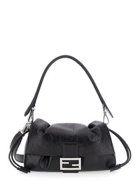 FENDI Fendi Women 'Baguette Soft' Black Medium Shoulder Bag With Ff Plate On The Front And Drawstring Closure In Leather For Women
