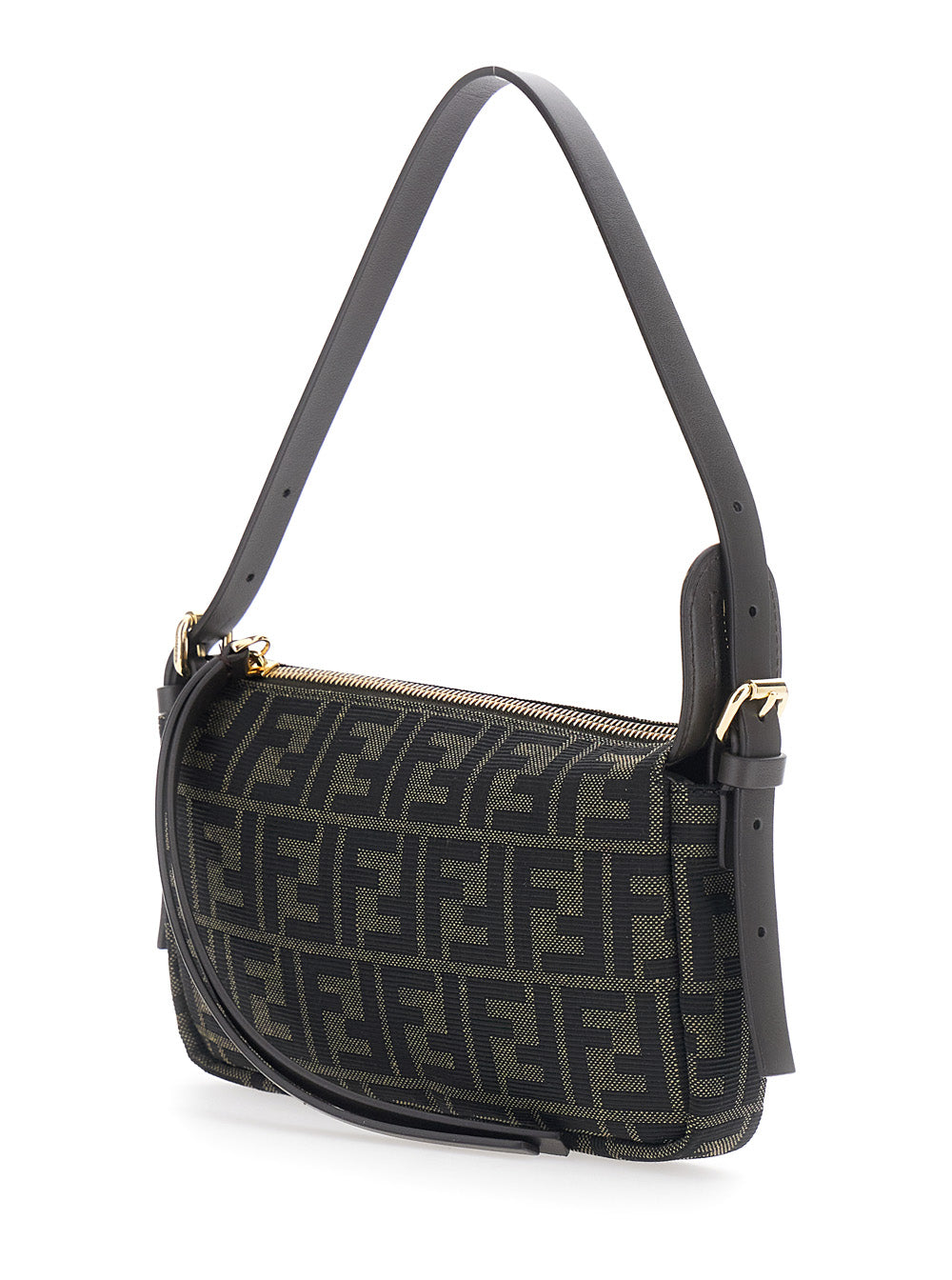 FENDI Fendi Women 'Zip Top' Brown Crossbody Bag With Adjustable And Removable Strap In Ff Canvas For Women