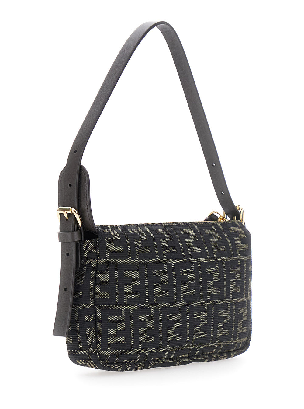 FENDI Fendi Women 'Zip Top' Brown Crossbody Bag With Adjustable And Removable Strap In Ff Canvas For Women
