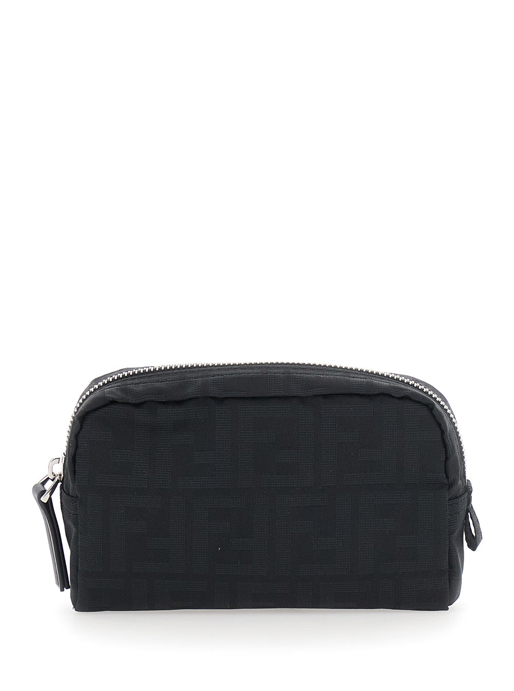 FENDI Fendi Men Black Pouch With Zip Closure In Ff Canvas For Men