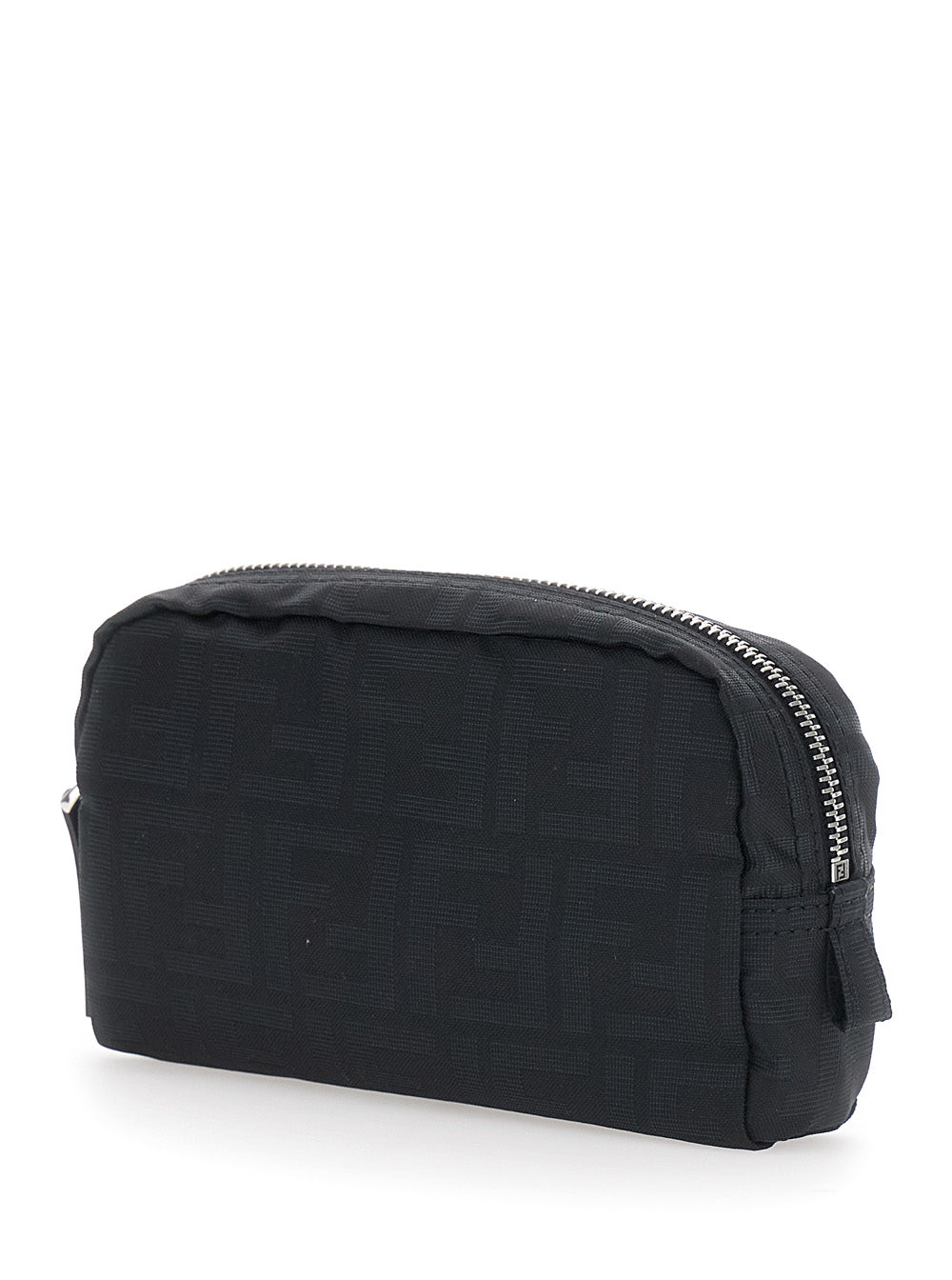 FENDI Fendi Men Black Pouch With Zip Closure In Ff Canvas For Men
