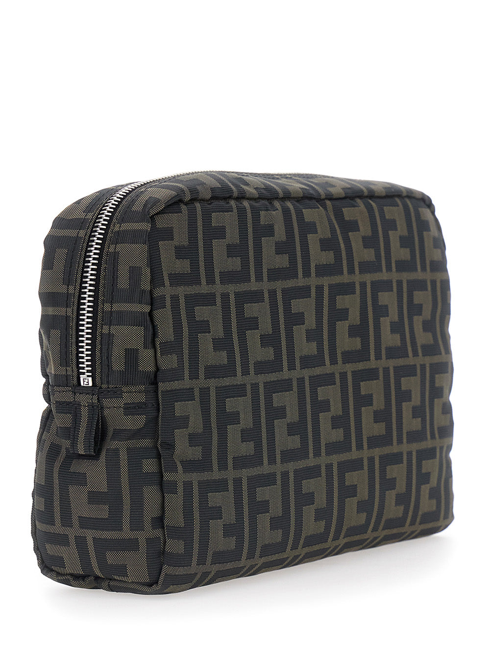 FENDI Fendi Men Brown Pouch With Zip Closure In Ff Canvas For Men