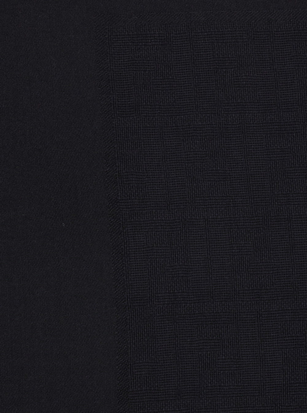 Fendi Women Black Square Scarf With Fringed Hem And Ff Pattern In Wool Blend For Women