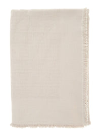 Fendi Women Beige Square Scarf With Fringed Hem And Ff Pattern In Wool Blend For Women