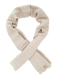 Fendi Women Beige Square Scarf With Fringed Hem And Ff Pattern In Wool Blend For Women
