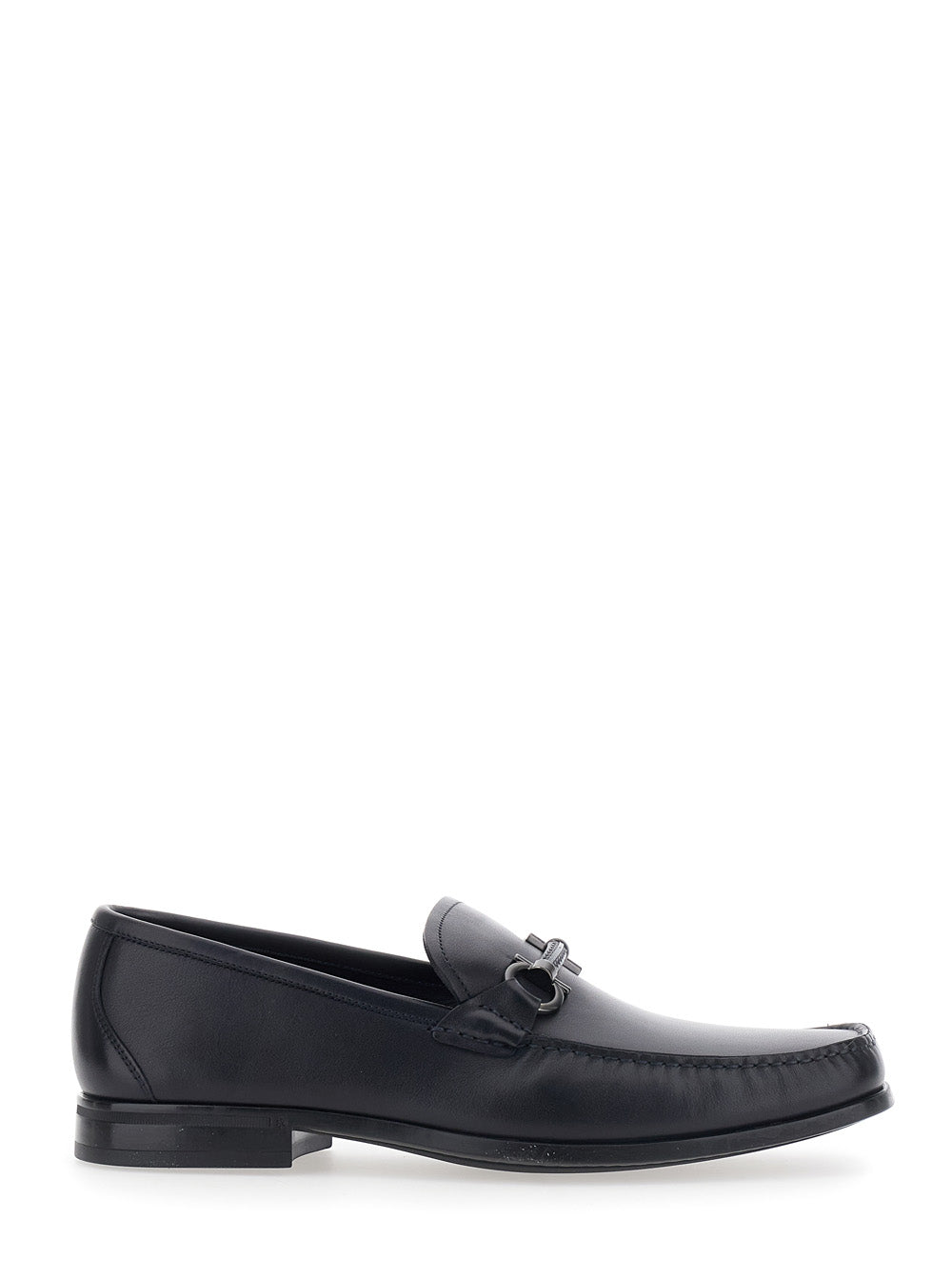Ferragamo Men Blue Loafers With Gancini Detail On The Front In Leather For Men