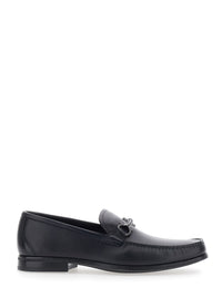 Ferragamo Men Blue Loafers With Gancini Detail On The Front In Leather For Men