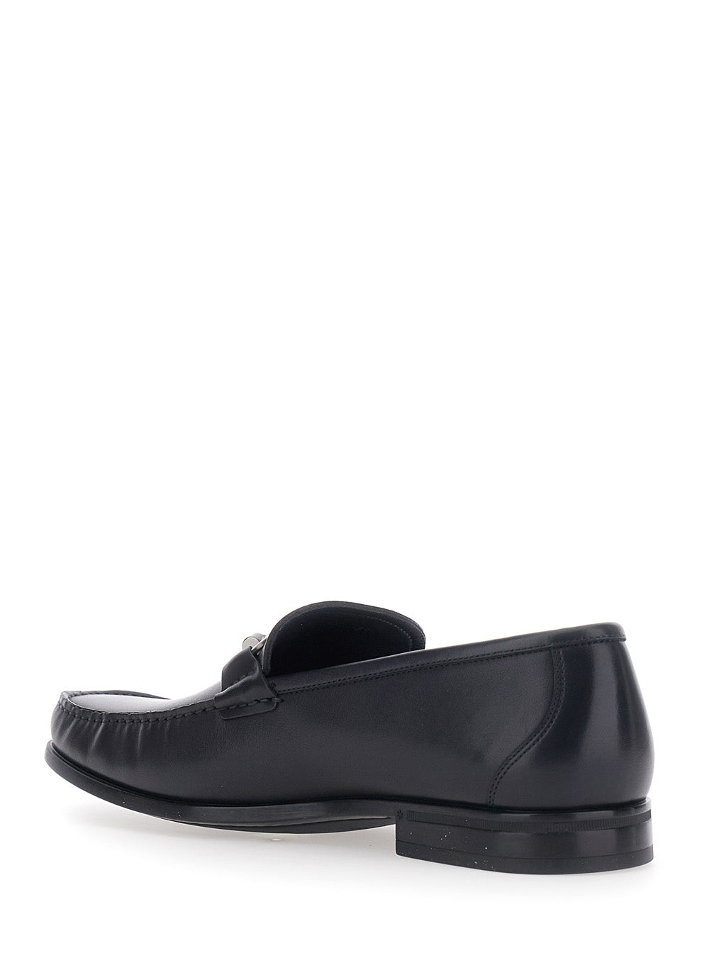 Ferragamo Men Blue Loafers With Gancini Detail On The Front In Leather For Men
