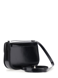 Ferragamo Women Black Crossbody Bag With Adjustable Strap And Gancini Plaque On Front In Leather For Women