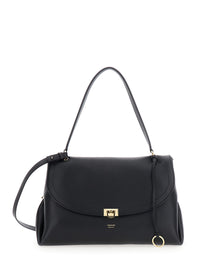 Ferragamo Women Black Shoulder Bag With Adjustable Strap And Gancini Buckle Closure In Leather For Women