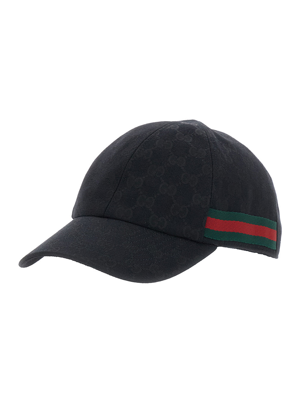 Gucci Men Black Baseball Cap With Web Detail On The Side In Gg Canvas For Men