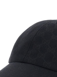 Gucci Men Black Baseball Cap With Web Detail On The Side In Gg Canvas For Men