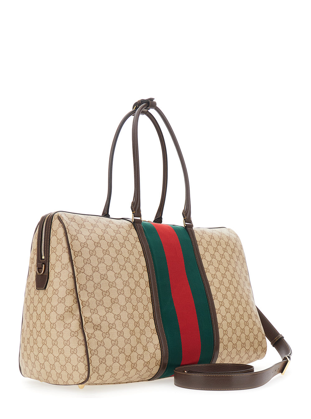GUCCI Gucci Men Beige Handbag With Web Detail On The Side And Adjustable And Removable Shoulder Strap In Gg Canvas For Men